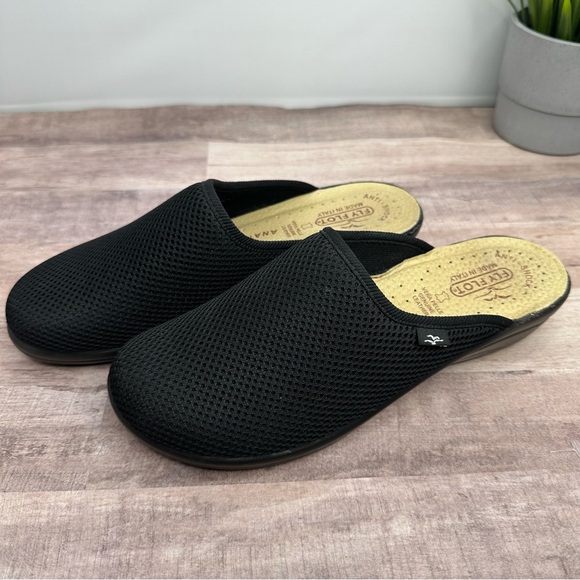 FLY FLOT - Black Slide on Clogs Italian Leather insole - Size: EU 40 - US 9-9.5 - Picture 2 of 6